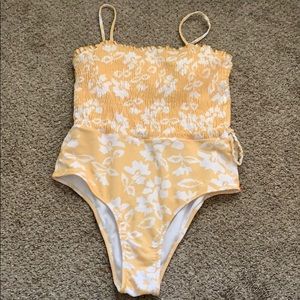 Yellow one-piece swimsuit